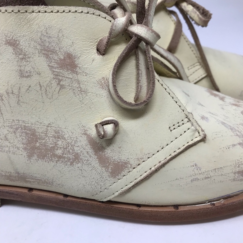 Beek Two Birds Bunting Chukka Booties Boots Handmade Leather Sanded White 8 new - Picture 7 of 15